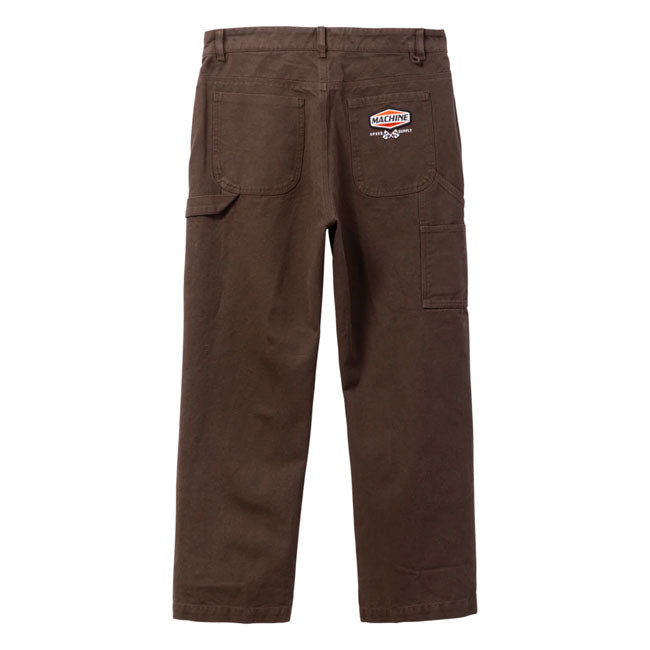 Built like real workwear; styled for the street. The Armor canvas pant from Loser Machine is a rugged carpenter-style pant made from tough duck canvas with classic garage details and a relaxed fit that moves with you. Tough enough for the shop; clean enough for everyday wear.  Heavy-duty 12oz duck canvas carpenter pant with side hammer loop Triple-needle construction  Patch and satin stitch embellishment on back pocket and front Built in key loop Relaxed fit with 18" leg opening  Slash pockets Run sl