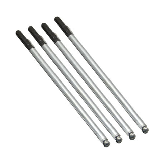 Fits OEM sized engines with -.175" shorter cylinders. Fits 88" with 5.375" cylinders. Fits 107" engines with 4.870" cylinders. Fits 111" engines with 4.764" cylinders. Pushrods are adjustable and can be used as hydraulic or run as solids. Pushrod sets are manufactured of 7/16" O.D. chromoly steel tubing with pressed-in and heat treated steel ends. This combination provides maximum strength and durability; regardless of performance application.  Note: Stock cylinders are 5.550" with cylinder height specifica