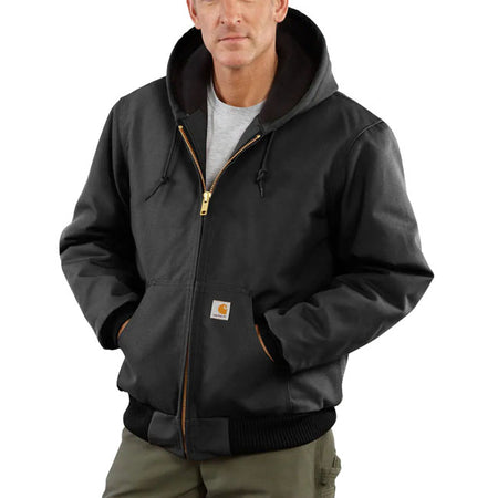Loose Fit ú 12 Oz/Ydý - 407 Gsm ú 100% Cotton ú Firm Duck ú Inner Lining: Diamond Pattern Quilted Flannel ú Wind FighterT - Tames The Wind ú Attached Three-Piece; Quilt Lined Hood With Adjustable Draw Cord Closure ú Two Large Lower Front Pockets ú Two Interior Pockets; One Pocket With Zipper Closure And One With Hook-And-Loop Closure ú Full-Length Front Zipper ú Rib Knit Cuffs ú Rib Knit Waistband ú Carhartt Label Sewn On Pocket