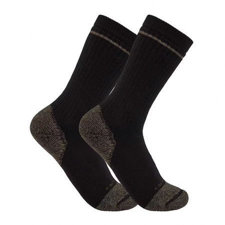 Enhanced heel pocket for secure fit ú 84% cotton/9% nylon/5% nylon corduraT fabric/1% elastane/1% polyester ú knit ú mid-high sock ú heel; arch; toe; instep and leg cushioning ú ribbed channels improve ventilation on leg and corduraT resistant yarnsin heel and steel toe protection