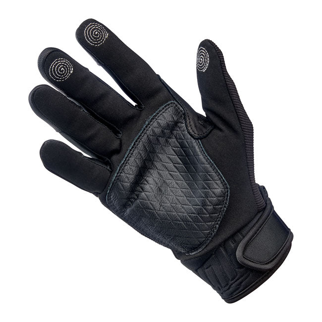 Biltwell Baja Motorhandschoenen Zwart Geitenleder Palm Neopreen Knokkel CE Gecertificeerd