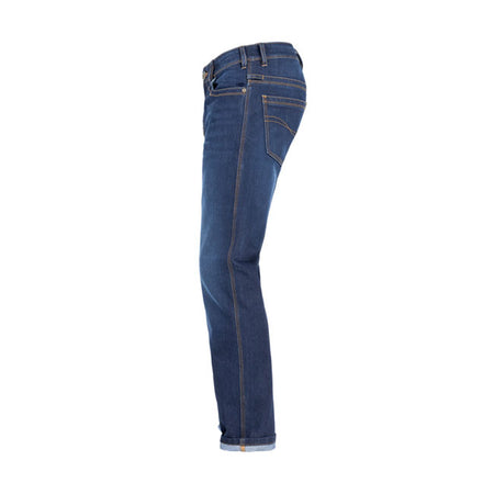 The John Doe Taylor monolayer gives you AAA certified jeans in monolayer fabric design; as the name suggests; for a cool and comfortable wearing experience on a hot day. The design is based on a special weaving process that combines denim fabric with XTM-Fiberr. In combination with the knee and hip protectors; this will protect you from anything you might encounter on the road. Taylor Monolayer has a straight-fit classical five-pocket design in an authentic denim look. Details such as eyelets to attach glov
