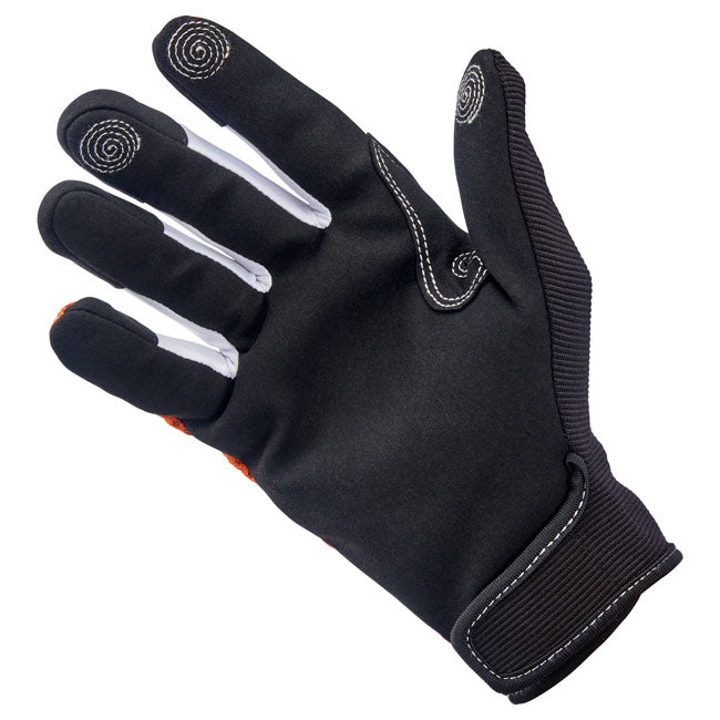 Biltwell Anza Handschoenen Oranje Zwart Synthetische Suede Palm Ventilatie Touchscreen