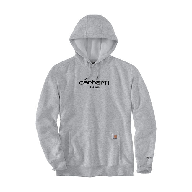 Carhartt Logo Graphic Hoodie Asphalt Heather Katoen Polyester Mix FastDry ForceT Antimicrobieel