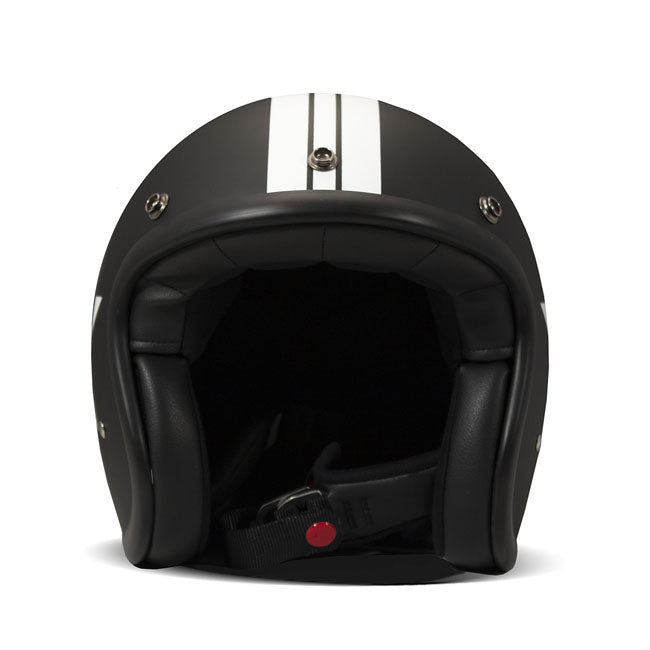 Embrace the fusion of classic style and modern functionality with the DMD Retro helmet; a nod to the iconic 70''s design. This helmet isn''t just a protective gear but a statement piece; crafted for those who dare to stand out. With its ECE 22.06 approved fiberglass shell available in three sizes; it offers a snug fit. The helmet is bluetooth ready; features integrated snaps for visors; and boasts a luxurious; washable lining with Velcro for a custom fit. Secured with a padded chin strap and a reliable Doub