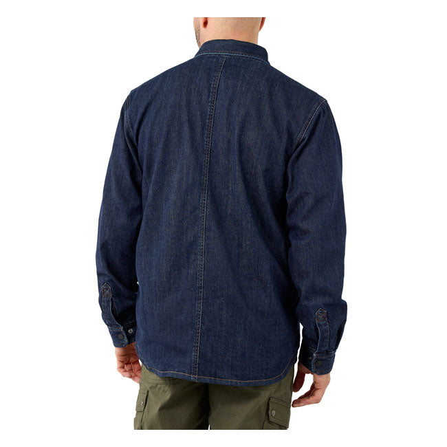 Carhartt Denim Fleece Gevoerd Glacier Overshirt Voor Koel Weer Katoen Middelzwaar Warm