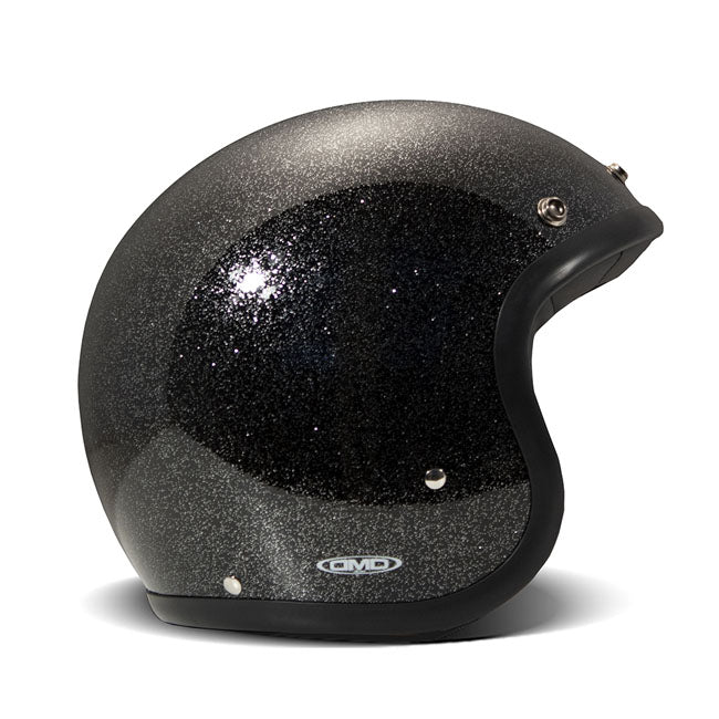 DMD Retro Motorhelm Glitter Zwart ECE 22.06 Glasvezelschaal Bluetooth Compatibel Wasbare Voering