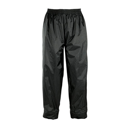 Rain pants; made from nylon; with reflective panel; that enables you to keep dry at low costs. Very lightweight and compact.