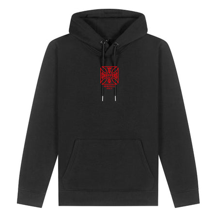 Built for those who live fast and ride hard; the OG ATX hoodie from West Coast Choppers delivers heavyweight comfort with unapologetic style. This classic black hoodie features the iconic OG cross logo loud on the back and subtly on the chest; making a bold statement from every angle. Crafted from a thick; durable cotton blend; it's designed to keep you warm whether you're burning rubber; wrenching in the garage; or just kicking back between rides. With a drawstring hood; split kangaroo pockets; and a true-
