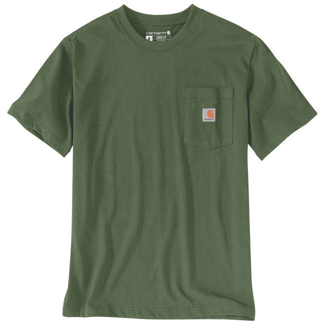 Heavyweight cotton with a playful outdoor graphic. This Carhartt relaxed-fit t-shirt features a contractor's chest pocket with pen stall; sturdy stitching; and a fun "Hammy Outdoor" print on the back. Relaxed Fit Short Sleeve Rib knit crew neck Left chest contractor''s work pocket with pen stall Flat two needle cover stitch hem Carhartt "Hammy Outdoor" graphic on back Woven Heavyweight Jersey 100% Cotton