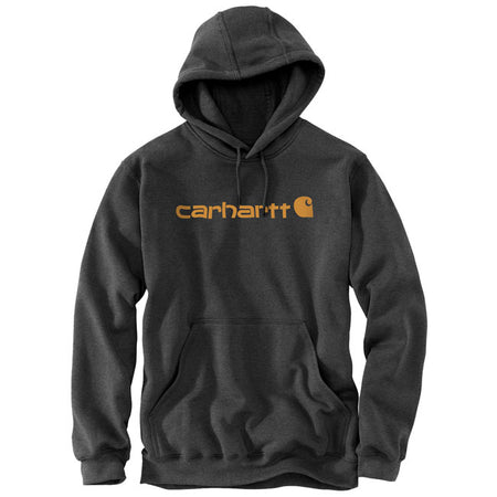 From job site to weekend projects; this Carhartt Marquette hoodie offers easy-wearing warmth. Carhartt durability and classic hoodie comfort means you can swing a hammer or haul supplies with equal ease. A midweight cotton blend offers everyday versatility. Loose Fit Attached three-piece hood with adjustable draw cord Two lower front hand warmer pockets Stretchable; elastane reinforced rib knit cuffs and waistband Carhartt "Signature Logo" plastisol graphic print on front 10.5 oz/ydý - 357 gsm Midwe