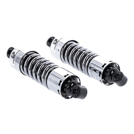 412 series shocks: Best value Progressive Suspension shock; great as stock replacement. Nitrogen charged double steel wall body. Multi-staged velocity sensitive valving. Five position cam style preload adjustment. Note: Black 412 shocks may be supplied without lower cover. What are Progressive Suspension''s ''Heavy Duty'' shocks? If you are a lightweight rider with a lightweight passenger; STD Duty is probably your best choice; heavy duty shocks will give you a harsh ride. For Big Guys & Gals with a lot of 