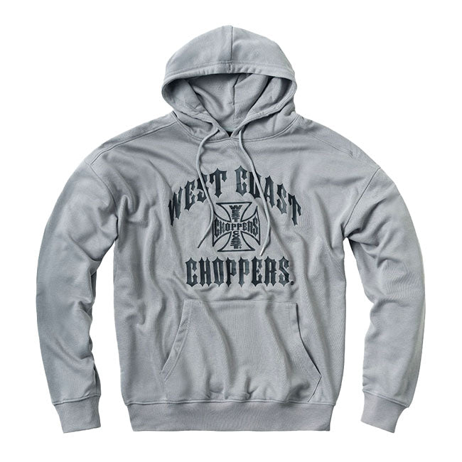 West Coast Choppers WCC Iron Oversized Hoodie Grijs Met Rit Groot Logo Raglan Mouwen Zware Hoodie