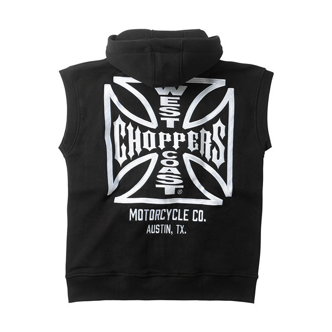 Built for the bold and born to ride; the West Coast Choppers OG ATX sleeveless zip hoodie delivers heavyweight comfort with hardcore style. Crafted from a thick 330-gram cotton-poly blend; this hoodie doesn't just keep you warm; it tells the world exactly where you stand. The legendary OG ATX logo on the front is embroidered as well as the big hit at the back; leaving zero doubt about your allegiance. With a comfort cut that gives you room to move. It's ready for the road; the garage; or wherever the hell y