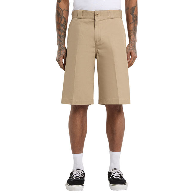 The Dickies 247 Shorts are a regular fit twill short with authentic Dickies detailing and fabrication. These 10 inch inseam shorts are made out of 8.3oz enzymewashed cotton twill. Featuring work pant features like inside waistband and belt loops; slanted front pockets; back welt pockets; back phone / tool welt pocket;front zip and button closure; and dyed-to-match woven label at the back. Available in a wide range of classic and seasonal fade resistant colors. A classic workwear short built to be durable an