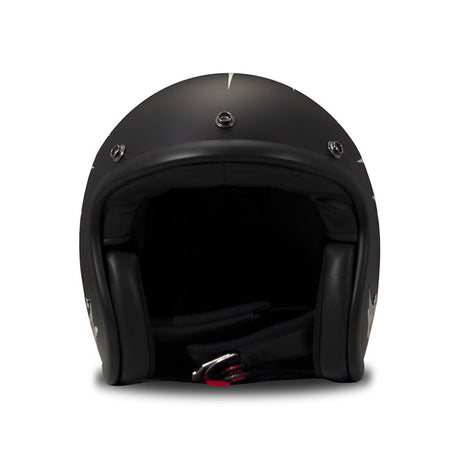 Embrace the fusion of classic style and modern functionality with the DMD Retro helmet; a nod to the iconic 70''s design. This helmet isn''t just a protective gear but a statement piece; crafted for those who dare to stand out. With its ECE 22.06 approved fiberglass shell available in three sizes; it offers a snug fit. The helmet is bluetooth ready; features integrated snaps for visors; and boasts a luxurious; washable lining with Velcro for a custom fit. Secured with a padded chin strap and a reliable Doub