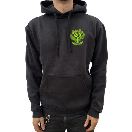 Indian Larry was a born and raised New Yorker who discovered his passion for mechanics at a very early age. The Indian Larry Slime hoodie is a rugged essential for those who live life on the throttle. Crafted from 100% pre-washed cotton; this hoodie features the Indian Larry logo both the front and back. Designed and printed in New York; it embodies the raw spirit of chopper culture.