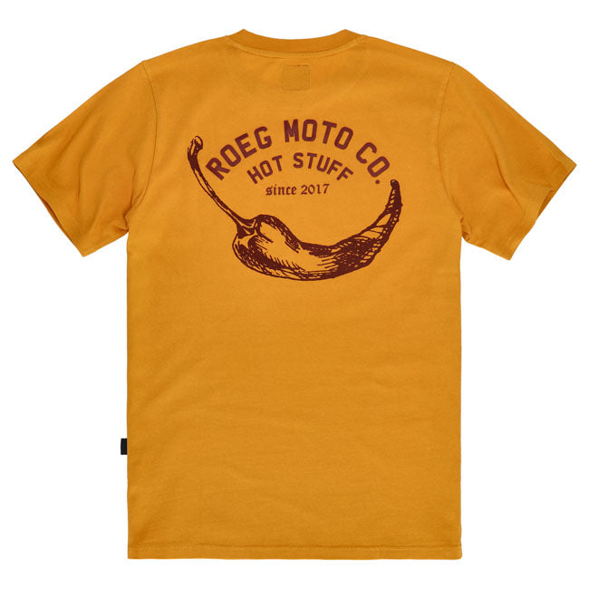 Roeg Pepper T Shirt Oker Ultra Heavyweight Katoen Met Ruwe Textuur Rubberdruk Kunstwerk