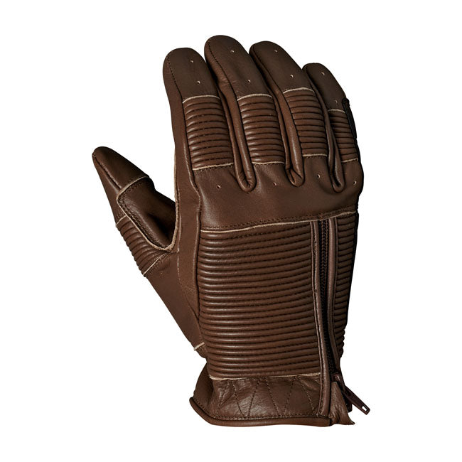Roland Sands Bronzo Lederen Handschoenen Tabak Met CE Keuring En Flex Rib Voor Top Hand En Vingers Voor Motorfietsen