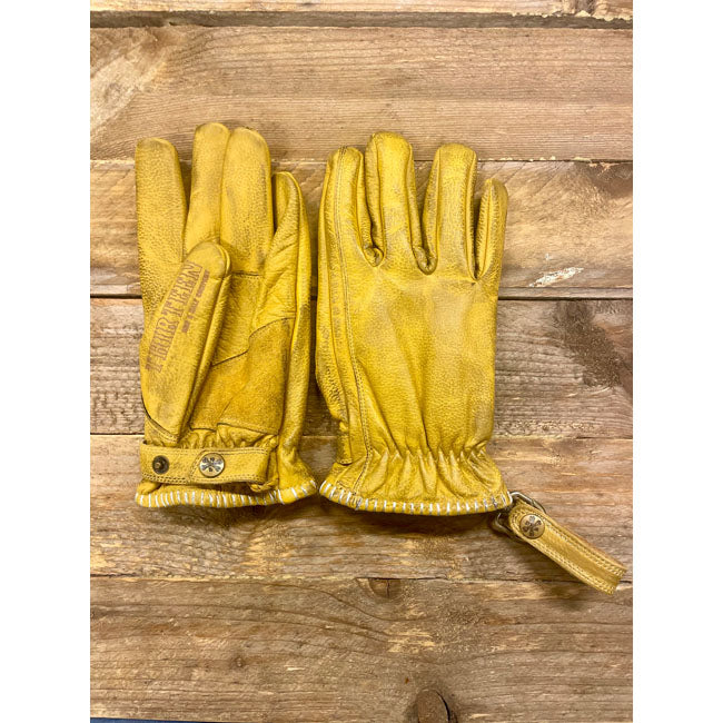 13 1/2 Loud Ride Gele Motorhandschoenen Volledig Korrelleder CE Gekeurd Vintage Look