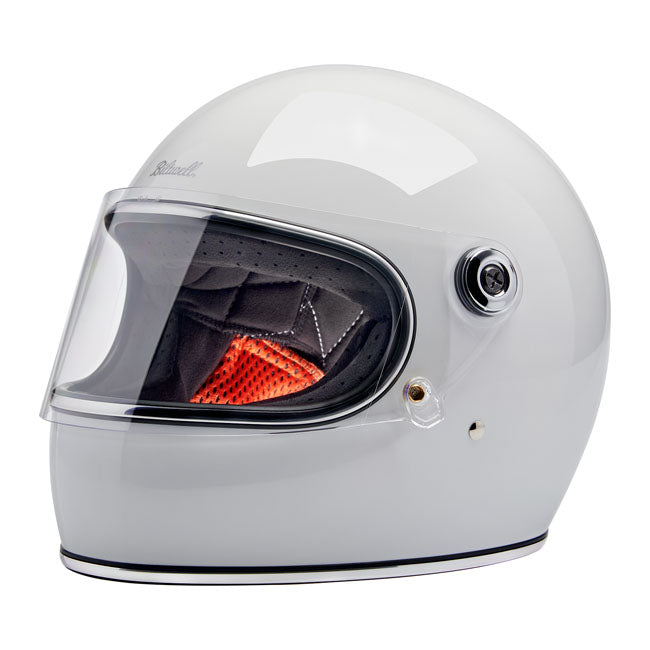 The Biltwell Gringo S has a sleek; old-school and iconic look from back to the 70's with the high protection standards of the present time. The Gringo S is made of a slim profile ABS outer shell with hand-painted beautiful colors; CE certified anti-scratch and anti-fog visor; removable and washable liner with hand-sewn diamond stitch. Also there are speaker cut-outs for intercoms; a double d-ring chin strap and the helmets are ECE 22.06 and DOT certified.