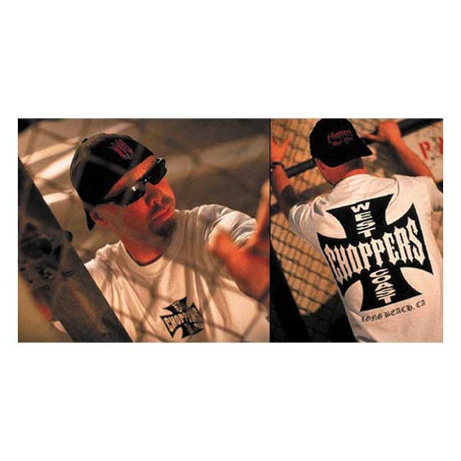 West Coast Choppers OG Classic T Shirt Wit Zwart Premium Katoen Long Beach OG Cross Logo