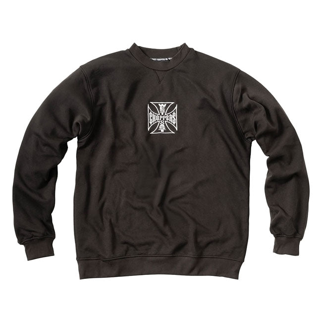 This West Coast Choppers Parts sweatshirt is a tribute to the hands-on spirit of the garage and the open road. In classic black or white; it features the iconic OG cross logo embroidered on the chest; while the back showcases a bold ''Parts & Service'' graphic that speaks to the brand''s roots in custom bike culture. Made from a heavyweight cotton-polyester blend; it offers both comfort and durability. With its regular fit; this sweatshirt is perfect for those who appreciate quality craftsmanship and timele