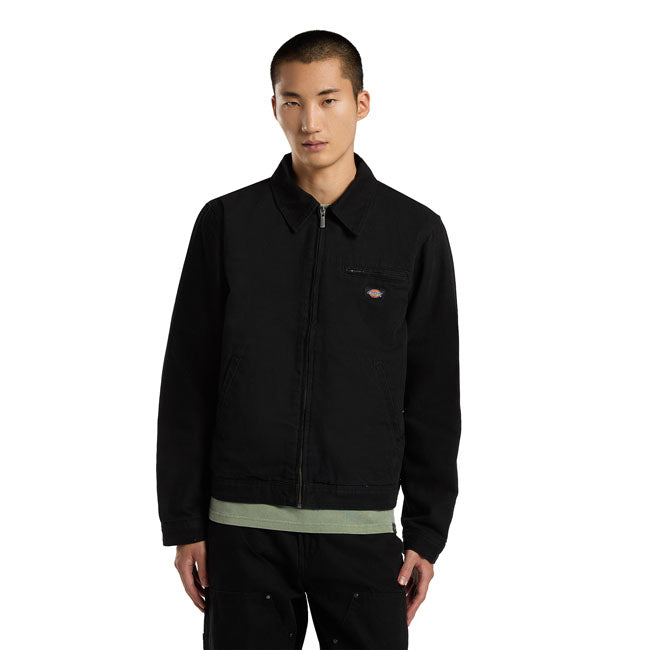 Dickies Painter Canvas Jas Zwart 12oz Katoen Regular Fit Eisenhower Stijl Verstelbare Manchetten En Zoom
