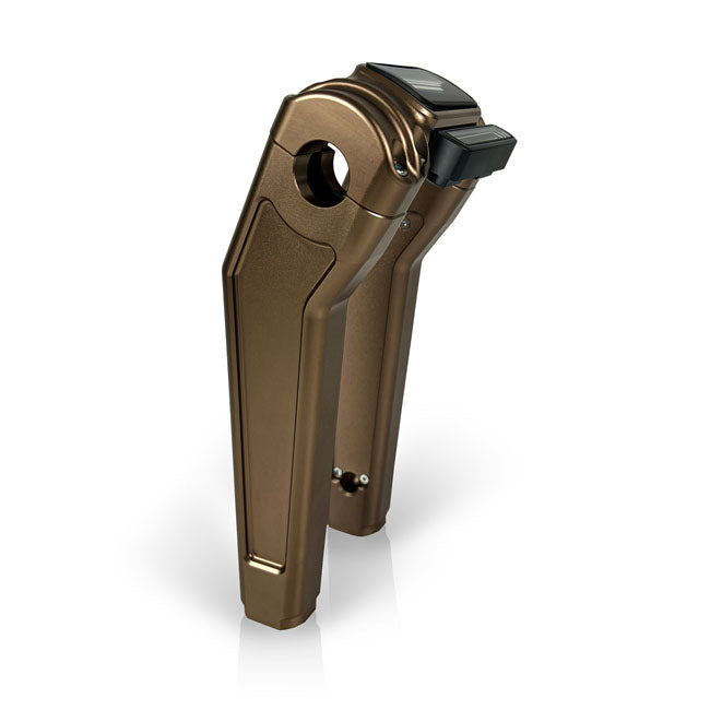 For OEM H-D digital speedometer. 9" CNC machined billet aluminum risers with a 1-1/4" (32mm) handlebar clamping area. Compatible with all bikes with the H-D 3.5" center to center mount holes. The HeinzBikes cable cover offers invisible internal wiring routing. A new installation experience and sets new standards in innovative and concealed internal wiring. Wires can be routed from the top (up to 3.5" width) through the upper and lower cable management; and then easily closed and screwed in place with the ca