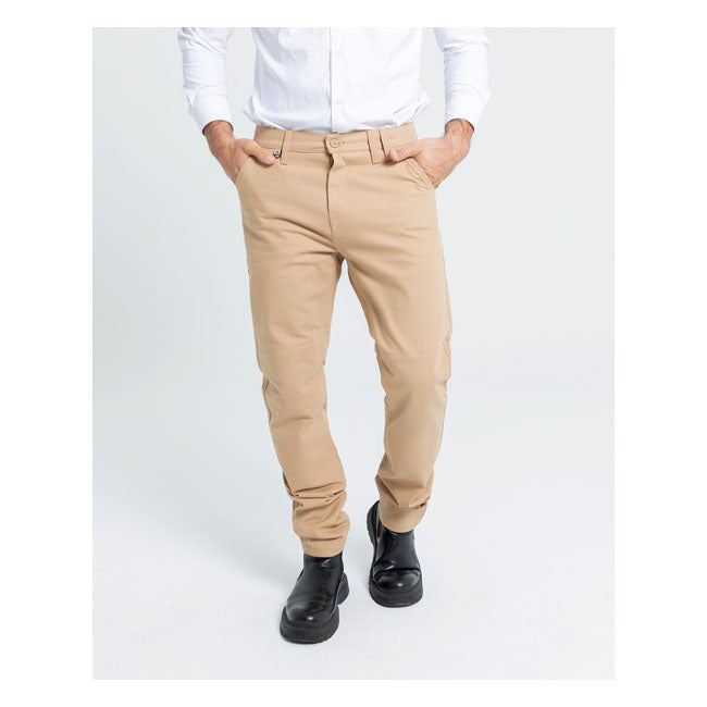 By City Docks Beige Motorbroek Met Core Yarn Technologie, Vijf Zakken, YKK Rits, Met Heup En Kniebescherming