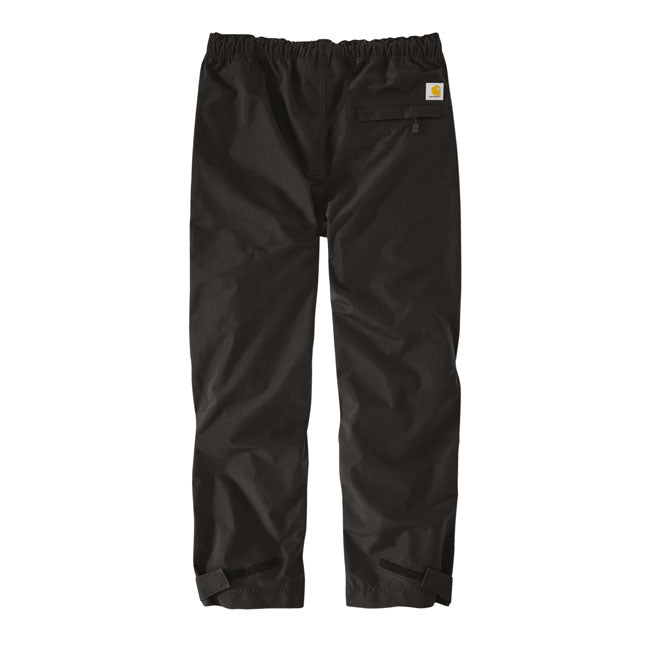 These Carhartt Monterey waterproof trousers are made to keep you moving in heavy rain and wind. They''re light and packable for easy wear and easy storage. Seam-sealed; waterproof coverage keeps water out without trapping sweat in. Wind-fighting technology keeps gusts at bay. A relaxed fit offers room to move. Relaxed fit Wind FighterT - Wind resistant Storm DefenderT - Waterproof breathable laminated membrane Two front pockets with zipper closure Secure zippered back pocket on wearer''s right side Do