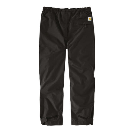 These Carhartt Monterey waterproof trousers are made to keep you moving in heavy rain and wind. They''re light and packable for easy wear and easy storage. Seam-sealed; waterproof coverage keeps water out without trapping sweat in. Wind-fighting technology keeps gusts at bay. A relaxed fit offers room to move. Relaxed fit Wind FighterT - Wind resistant Storm DefenderT - Waterproof breathable laminated membrane Two front pockets with zipper closure Secure zippered back pocket on wearer''s right side Do