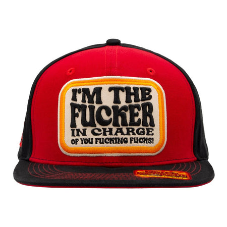 Announcement? Got it! This King Kerosin flatbrim cap leaves no doubt who''s in charge. With the dominant patch on the front; you make a statement that''s guaranteed not to be whispered. Red and black with contrast stitching; a "HARDCORE" print under the visor; and a snapback closure; this cap delivers hardcore attitude from front to back. Anyone who loves clear language will love this cap.