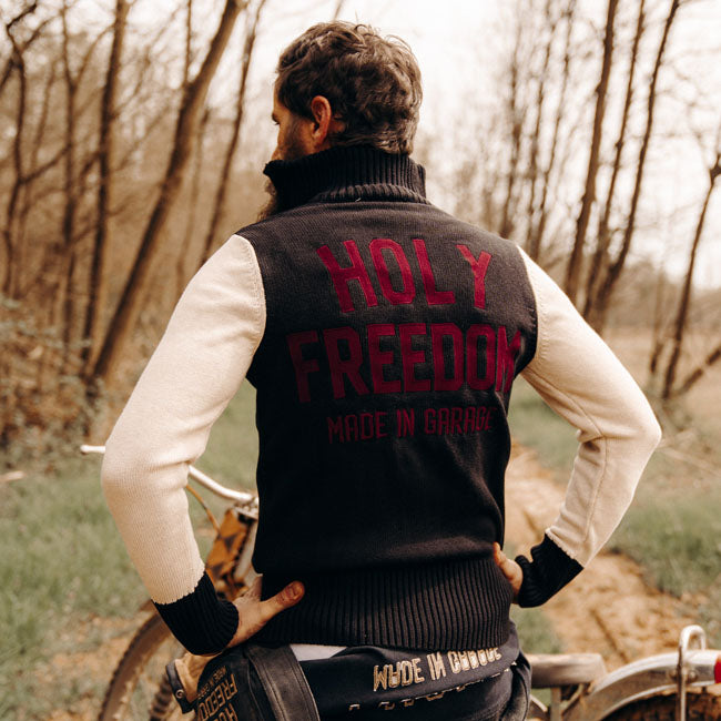 Holy Freedom Dirtrack Sweatshirt Zwart-Wit Met Rits