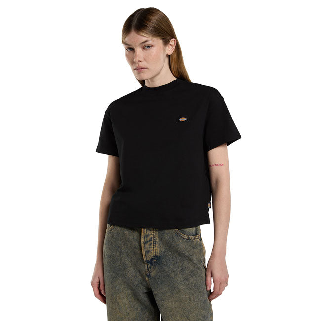 Dickies Oakport Dames Boxy Tshirt Zwart Katoen Jersey BCI Gecertificeerd Met Logo