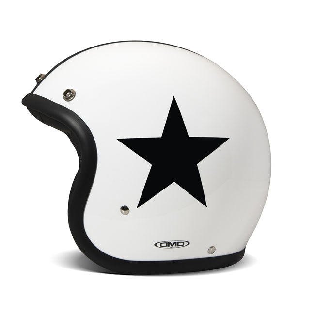 DMD Retro Helm Star White ECE 22.06 Fiberglass Shell Bluetooth Ready Visier Snaps en Wasbare Voering