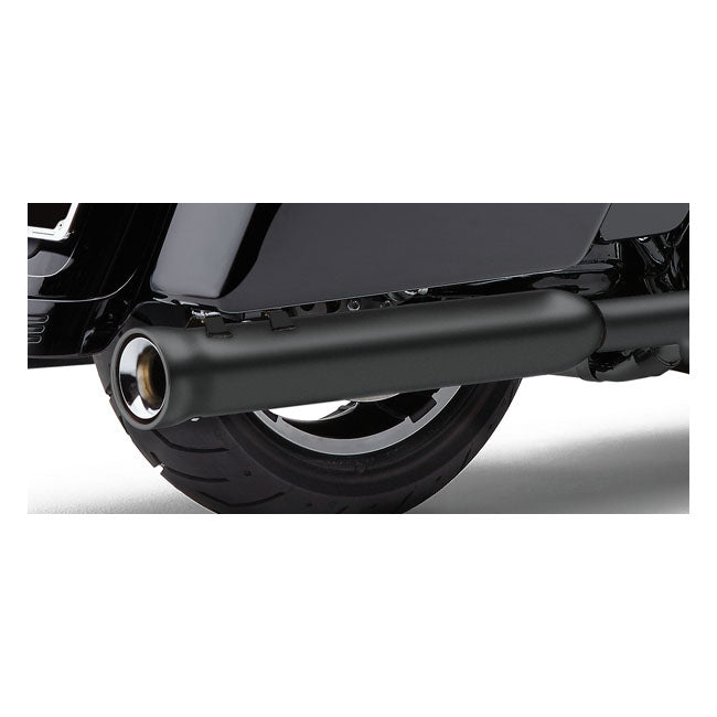 Black. Comes with a 3" diameter body that bells out to 3.5". These are perforated core slip-on mufflers that are; some say; too loud and nickname them ''Neighbor Haters''. But for the Loud Crowd these are the slip-ons that will truly bring life to the bike! The sound is loud & low and fully different from the shrill sound of drag pipes due to the 2" constant velocity baffle design with stainless mesh and high/density bonded fiberglass wrap.  Note: Very loud.