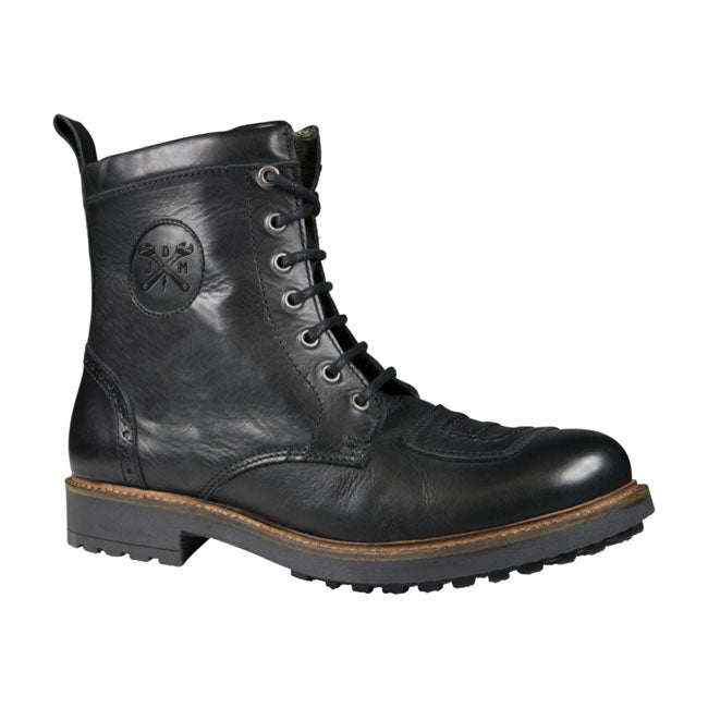 The John Doe Falcon is a robust leather boot with a classical heeled sole. The ankle; heel and forefoot reinforcement give you the required protection. Leather shift pad gives you additional grip while shifting through the gears. The water barrier on the tongue helps keep water from washing into the boot; a zipper on the side adds convenience and comfort. As you'd expect; Falcon is also fitted with an oil-resistant; vibration-absorbing non-slip sole. CE certification: EN 13634:2017 Vintage cowhide leather