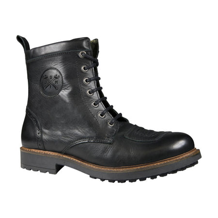 The John Doe Falcon is a robust leather boot with a classical heeled sole. The ankle; heel and forefoot reinforcement give you the required protection. Leather shift pad gives you additional grip while shifting through the gears. The water barrier on the tongue helps keep water from washing into the boot; a zipper on the side adds convenience and comfort. As you'd expect; Falcon is also fitted with an oil-resistant; vibration-absorbing non-slip sole. CE certification: EN 13634:2017 Vintage cowhide leather