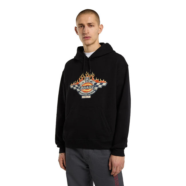 Dickies Nashport Hoodie Zwart Boxy Pasvorm Met Kangoeroezak Capuchon Met Trekkoord En 420 Gsm Fleece