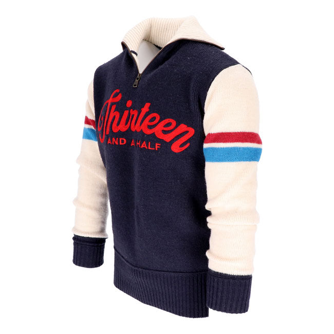13 And A Half Company Motordrome Race Jersey 100 Procent Wol Met Kettingstikwerk Chenilletekst