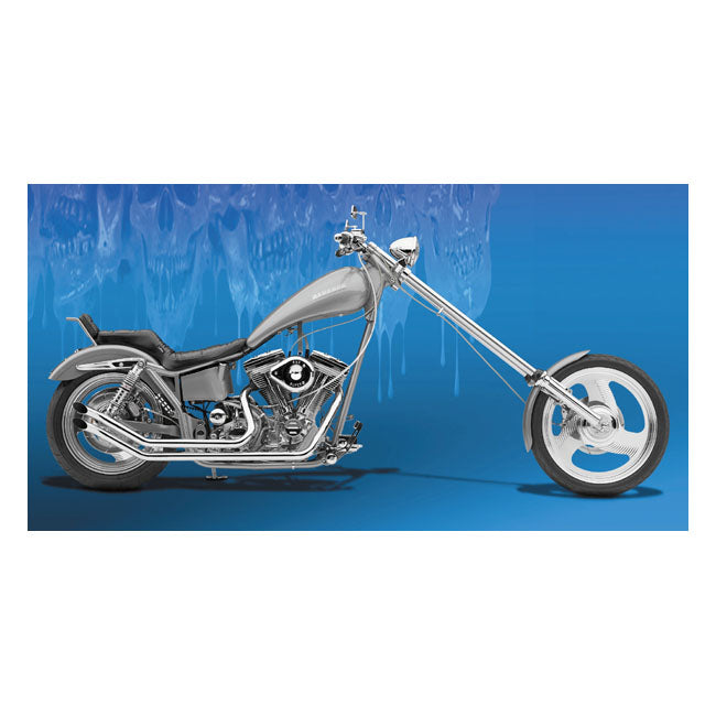 Un-baffled 1-3/4" diameter. Fits electric start & custom kickstart applications. Includes mounting brackets and hardware. Heatshield front 902387; rear 903499.  Note: Heatshields must be ordered separately when required.