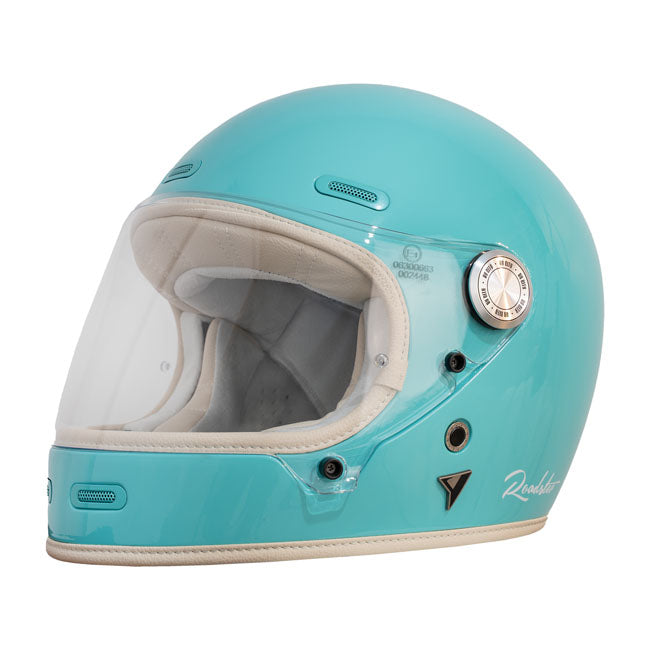 The By City Roadster III helmet blends timeless design with advanced safety. Crafted from fiberglass; it offers durability and a lightweight feel. The leather-finished; removable; and washable multi-density padding ensures maximum comfort; while ventilation inlets and a rear fastening system provide added functionality. The injected visor; anti-fog ready with by laminate; guarantees clear vision in any weather. A double buckle closure ensures a secure fit; and it's Bluetooth system ready for seamless connec