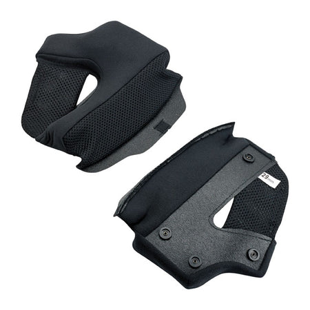 We offer removable cheek pads for the Biltwell Lane Splitter helmet so you can replace old; dirty ones or fine-tune comfort with a thinner or thicker set depending on your preference. Brushed fleece Lycra material wicks sweat from skin for greater comfort; open-cell foam inside pads increases airflow and accelerates drying; stainless-steel snaps on ABS plastic pad backing for speedy removal and installation; hand-stitched construction; available in different thicknesses for a custom fit; sold in pairs.