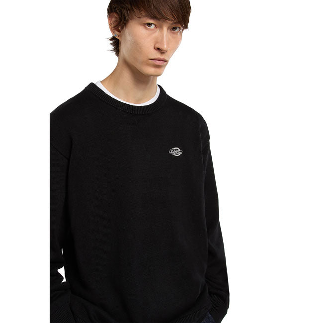 Dickies Summerdale Trui Zwart Katoenen Jersey Crewneck Met Geborduurd Logo Relaxed Pasvorm