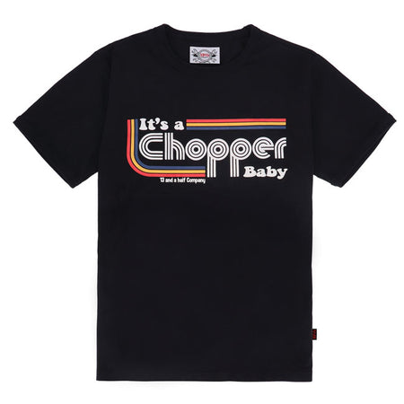 Sick of telling what kind of bike you''re riding? Just wear the 13 and a half ''It''s a chopper baby'' t-shirt and you''ll never have to explain again! Enjoy your rides!