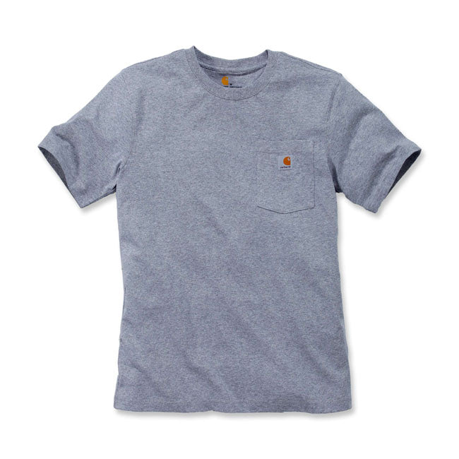 Carhartt K87 Pocket T Shirt Heather Grijs Zwaar Katoen Loszittende Pasvorm Linker Borstzak