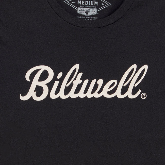 No more dude shirts! This Biltwell Script t-shirt is a better fit for ladies of all shapes and sizes. 4.3-ounce 100% combed ring spun cotton is nice and buttery smooth with a lightly screen-printed label. The Biltwell script logo is printed using discharge ink; so it doesn't feel like you are wearing a cheap sticker.