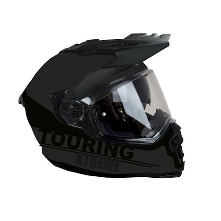 The By City Xtreme Helmet combines classic full-face protection with modern features for the adventurous motorcyclist. Constructed with a lightweight fiberglass shell available in two sizes; it ensures a comfortable and secure fit. The multi-density padding enhances impact absorption; while the injected visor; prepared for anti-fogging; provides clear visibility in various conditions. Additional features include ventilation inlets for airflow; a micrometric closure system; and a removable; washable interior