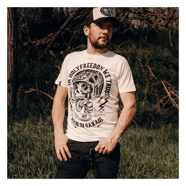 Holy Freedom Durer T Shirt Off White 100 Percent Slub Katoen Korte Mouwen Ronde Hals Hart Print